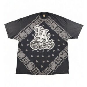 Streetwear HipHop Dyse One Graphic Bandana Tee Mens 3XL USA Made Cotton Paisley
